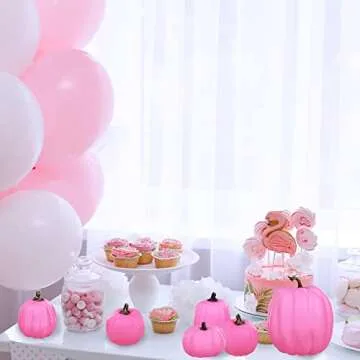 7 Pcs Hot Pink Artificial Pumpkins for Fall Decor