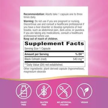 Nature's Way Black Cohosh Root, Traditional Support for Women's Health*, 540 mg per Serving, Non-GMO Project Verified, 180 Capsules (Packaging May Vary)