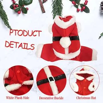 Pet Christmas Costumes Santa Dog Clothes for Small Dogs Boys Fall Winter Coats Puppy Kitty Hoodies