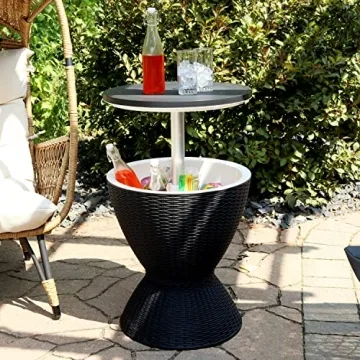 Sunnydaze 8-Gallon Patio Cooler Table with Adjustable Tabletop