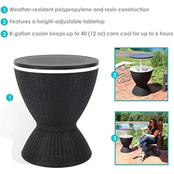 Sunnydaze 8-Gallon Patio Cooler Table with Adjustable Tabletop