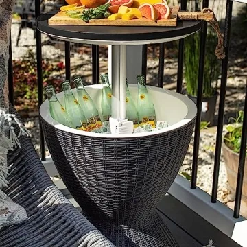Sunnydaze 8-Gallon Patio Cooler Table with Adjustable Tabletop
