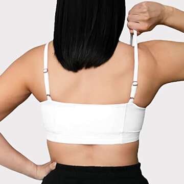 Aoxjox Women's Workout Bandeau Sports Bras Training Fitness Running Yoga Crop Tank Top (White, Medium)