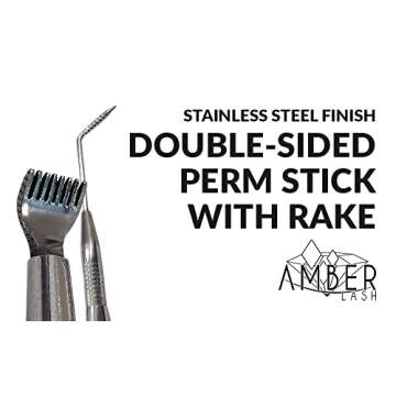 Amber Lash Eyelash Lift Perm Tool Eyelash Separator Stainless Steel Lash Lift Tool with Separation Comb Stick for Eyelash Extensions Supplies (Perm Rake)
