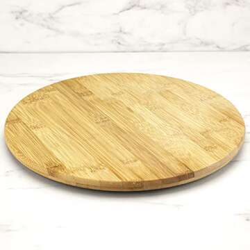 TB Home 14” Bamboo Wood Lazy Susan Organizer for Kitchen, Turntable for Cabinet, Countertop, Table or Pantry
