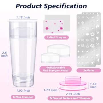 Subay French Nail Stamper, Nail Stamper Kit - 2pcs Nail Art Stamper, Nail Scraper, 2pcs Nail Stampin...