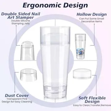 Subay French Nail Stamper, Nail Stamper Kit - 2pcs Nail Art Stamper, Nail Scraper, 2pcs Nail Stamping Plate, 4pcs Replaceable Silicone Jelly Heads for Gel Manicure Home Salon Nail Art DIY