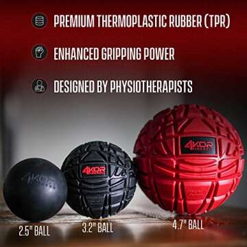 4KOR Massage Balls for Physical Therapy - Trigger Point Balls - Muscle Relief for Back, Neck, Shoulder, Foot Pain - Fitness Massage Balls - Mobility Balls for Deep Tissue Myofascial Release