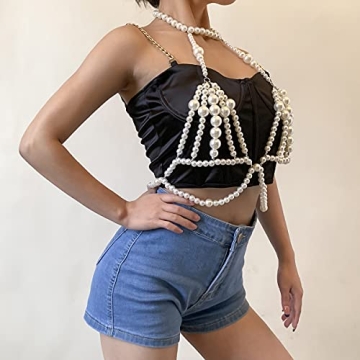 Elegant Ingemark Pearl Chest Body Chain Jewelry for Women