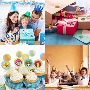 1000 Motivational Stickers for Kids - 1 Inch Animal Reward Stickers in 16 Designs for Classroom, Potty Training & Encouragement