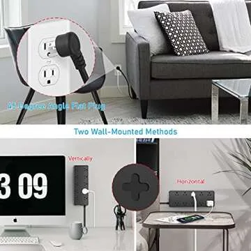 CCCEI 10 Outlets Outdoor Power Strip Weatherproof, 1700J Surge Protector Waterproof Multiple Outlet Exterior Power Strip, Mountable 6 FT 15Amp Outside Extension Outlet with Flat Plug. (6FT, Black)