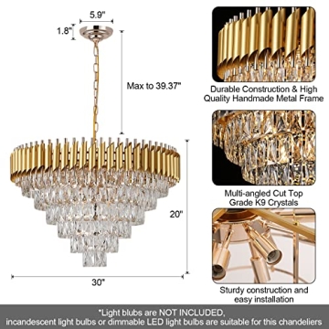 Elegant AXILIXI Gold Crystal Chandelier for Home