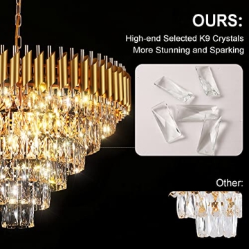 Elegant AXILIXI Gold Crystal Chandelier for Home