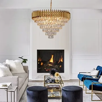 Elegant AXILIXI Gold Crystal Chandelier for Home