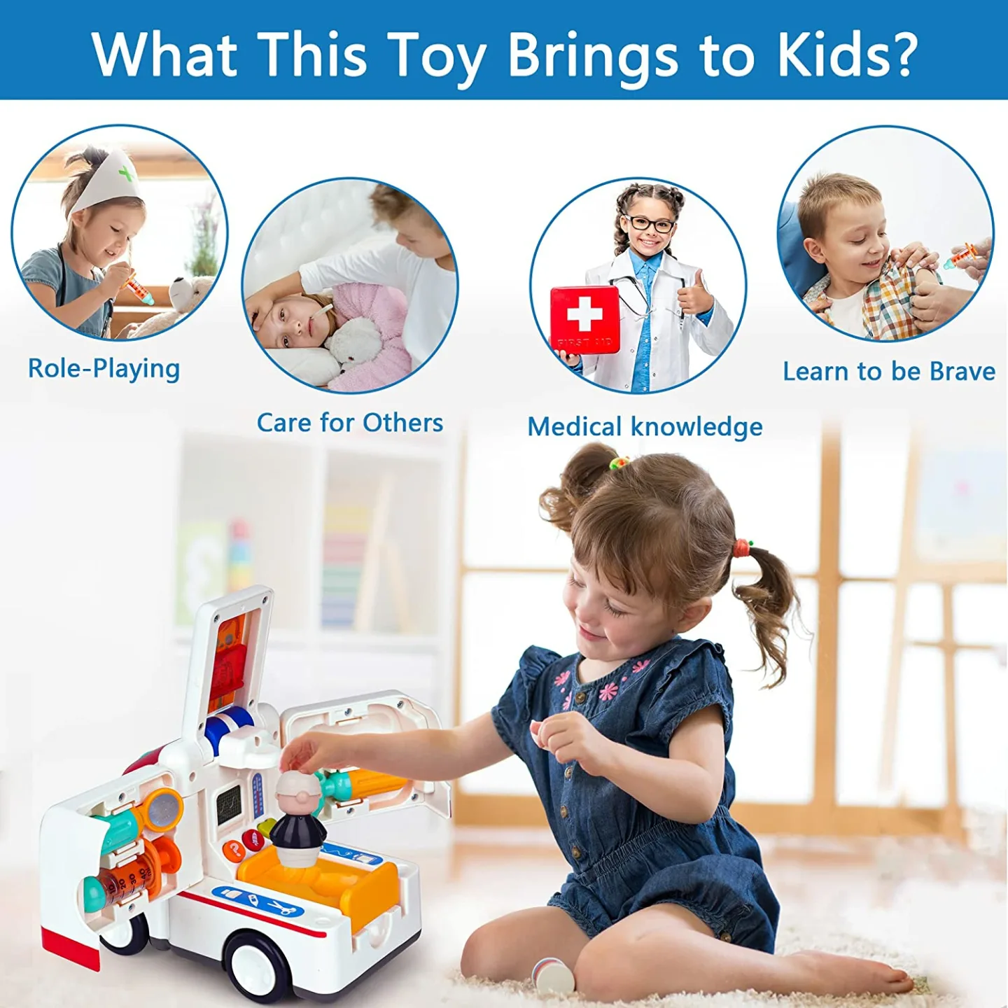 Musical Ambulance Toy Set for Kids' Pretend Play