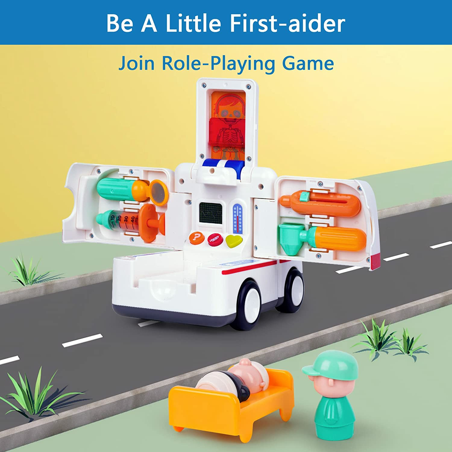 Musical Ambulance Toy Set for Kids' Pretend Play