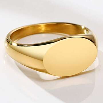 Jude Jewelers Stainless Steel Classical Simple Plain Oval Shape Signet Style Pinky Wedding Statement Promise Anniversary Ring