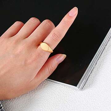 Jude Jewelers Stainless Steel Classical Simple Plain Oval Shape Signet Style Pinky Wedding Statement Promise Anniversary Ring