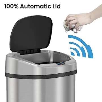iTouchless SensorCan Touchless Trash Can with Odor Filter