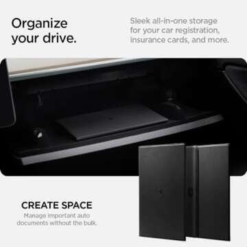 Spigen Car Registration and Insurance Card Holder Premium Velo Vegan Leather Designed for New Tesla ...