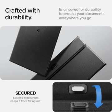 Spigen Car Registration and Insurance Card Holder Premium Velo Vegan Leather Designed for New Tesla Model Y 2025 Refresh & 3/Y/S/X/Cybertruck Card Keys, ID License Holder, Essential Documents - Black