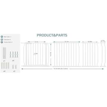 COSEND Extra Wide Baby Gates Large Long Dog Gates for The House Doorways Stairs Pressure Mount Dog P...