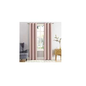 Sun Zero Easton Energy Saving Blackout Grommet Curtain Panel, 40" x 84", Blush Pink