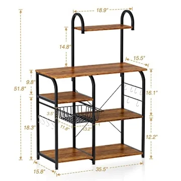 Mr IRONSTONE Vintage Bakers Rack Microwave Stand Kitchen Shelves