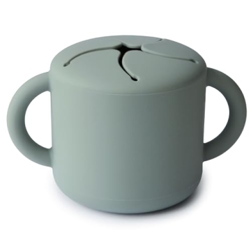 Mushie Silicone Snack Cup - Spill Proof Food Container for Toddler and Baby (Cambridge Blue)