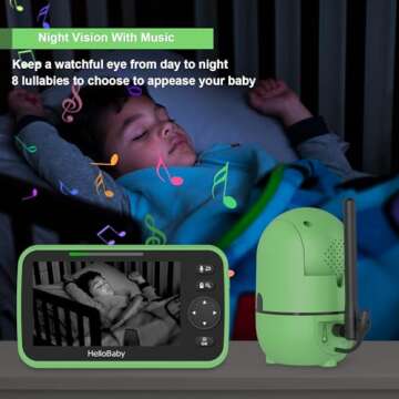 HelloBaby Baby Monitor with 5" Screen and Secure Features
