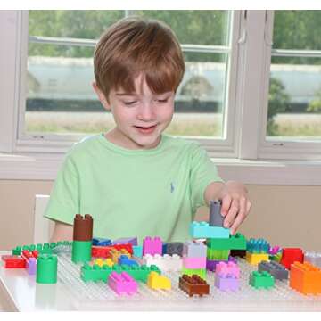 Strictly Briks Classic Big Briks Baseplate 100% Compatible with All Major Brands | Large Pegs for Toddlers | 13.75" x 16.25" Building Brick | Tight Fit Stackable Base Plate | Clear