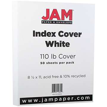 JAM PAPER Vellum Bristol 110lb Cardstock - Premium White 50 Sheet Pack