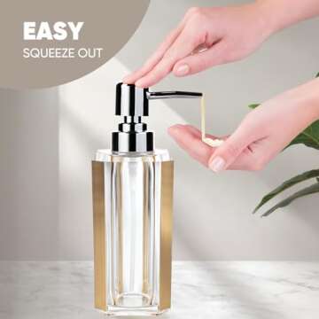 4-Piece Premium Acrylic Bathroom Accessory Set-Hand Sanitizer Bottle Lotion Can Bathroom Suit Separate Bottle Soap Box Mouthwash Cup Toothbrush Cup (Brushed Gold)