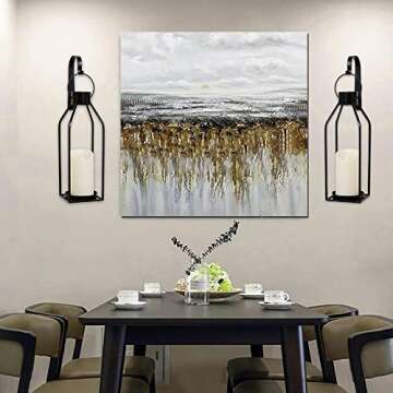 HPC Decor Black Metal Candle Wall Sconces Set for Home Elegance