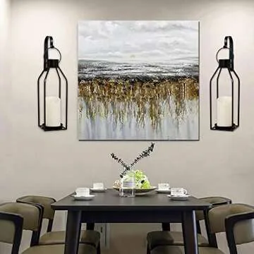 HPC Decor Black Metal Candle Wall Sconces Set for Home Elegance