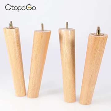 CtopoGo Wooden Solid Wood Round Furniture Legs Set