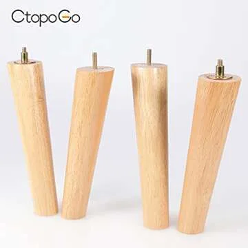 CtopoGo Wooden Solid Wood Round Furniture Legs Set