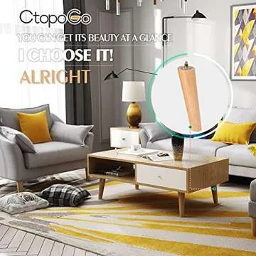 CtopoGo Wooden Solid Wood Round Furniture Legs Set