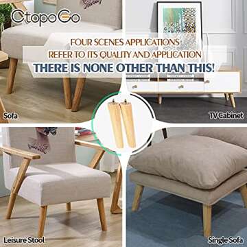 CtopoGo Wooden Solid Wood Round Furniture Legs Set
