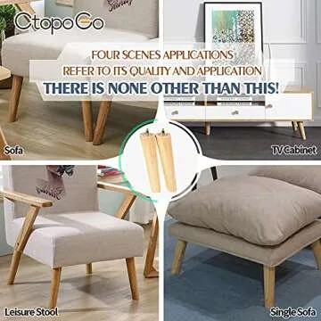 CtopoGo Wooden Solid Wood Round Furniture Legs Set