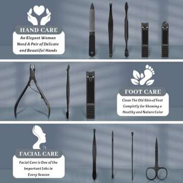 Manicure Set Nail Clipper Kit Pedicure Manicure Kit 12 In 1 Professional Pedicure Set Women Mens Per...
