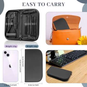 Manicure Set Nail Clipper Kit Pedicure Manicure Kit 12 In 1 Professional Pedicure Set Women Mens Personal Care Set with Travel Case Black