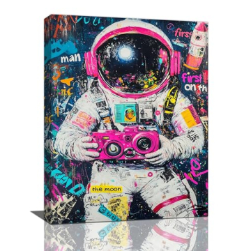 Banksy Astronaut Wall Art Pop Culture Graffiti Street Art Painting Pictures Wall Decor Framed Canvas...
