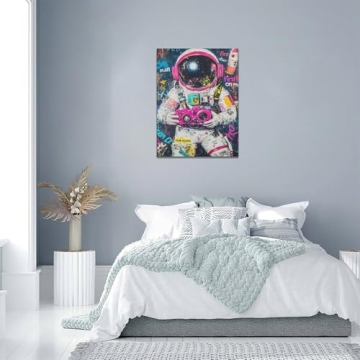 Banksy Astronaut Wall Art Framed Canvas Modern Decor