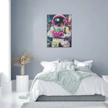 Banksy Astronaut Wall Art Framed Canvas Modern Decor