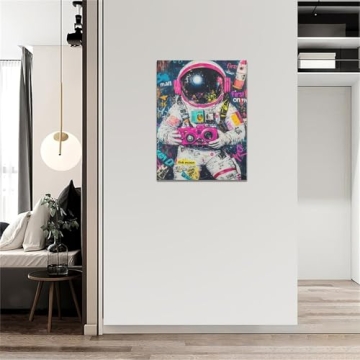 Banksy Astronaut Wall Art Framed Canvas Modern Decor