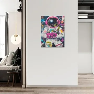 Banksy Astronaut Wall Art Framed Canvas Modern Decor