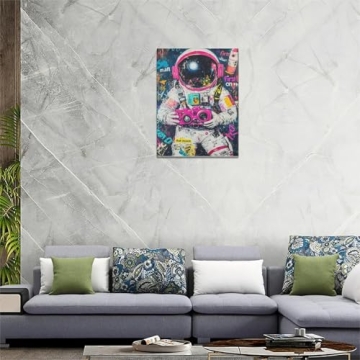 Banksy Astronaut Wall Art Framed Canvas Modern Decor