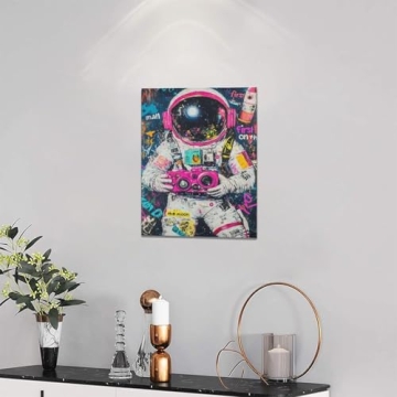 Banksy Astronaut Wall Art Framed Canvas Modern Decor