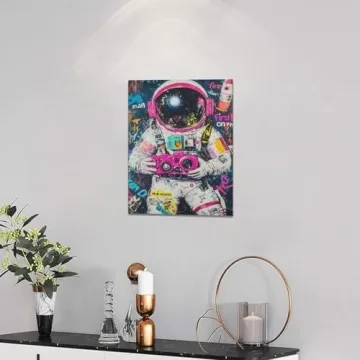 Banksy Astronaut Wall Art Framed Canvas Modern Decor